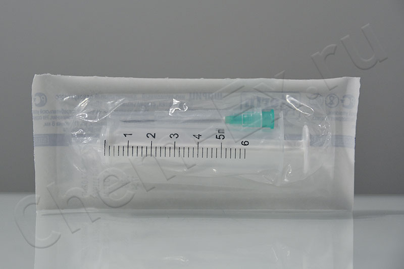 Шприц медицинский однократного применения двухкомпонентный 5 см3 с иглой 0,7 / 0,8*40 в Уфе