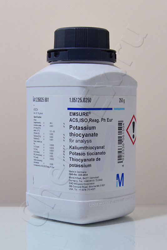 Калий тиоцианат, для анализа EMSURE® ACS,ISO,Reag. Ph Eur. (Merck 1.05125.0250) 250 г
