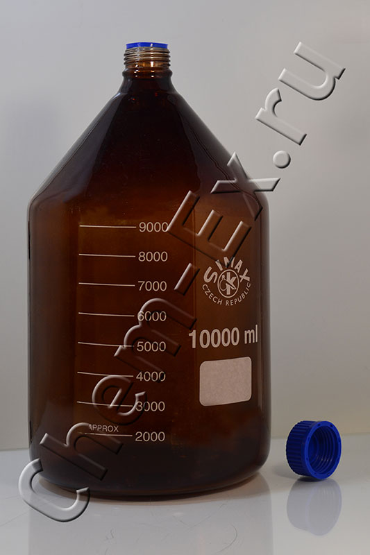 Склянка градуированная темная 10000 мл (с винтовой крышкой) (10л) boro 3.3 (1408-1) в Уфе