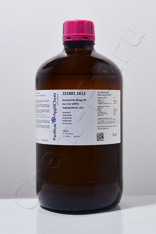 Ацетонитрил  градиентный для ВЭЖХ 99,9% (Panreac 221881.1612), 2,5 л