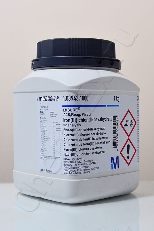 Железо (III) хлористое 6-вод, для анализа, EMSURE® ACS,Reag. Ph Eur. (Merck 1.03943.1000) 1 кг