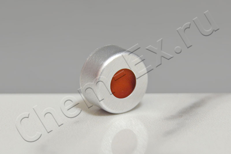 Крышка алюминиевая, d 11 мм, обжимная, с отверстием, с септой из белого PTFE / красного силикона (ар в Уфе