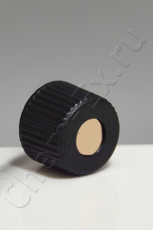 Крышка для виалы черная, d 13 мм, с отверстием, с бежевой септой из PTFE / силикона (арт. HM-4463) в Уфе
