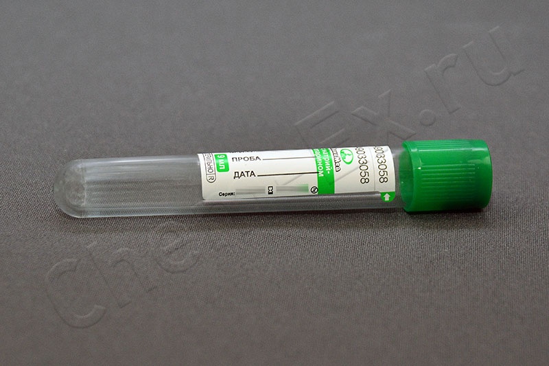 Пробирка вакуумная 9 мл, 16х100 мм, с Na-гепарином (для исследования плазмы), зеленая крышка (120070 в Уфе