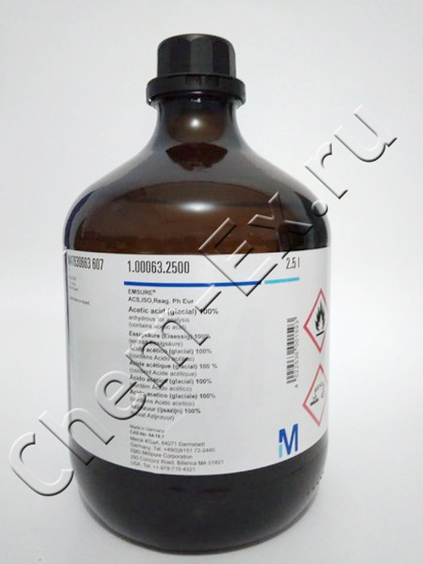Уксусная кислота ледяная 100 %, безводная, для анализа, EMSURE® ACS,ISO,Reag. Ph Eur, (Merck, 1.0006 в Уфе