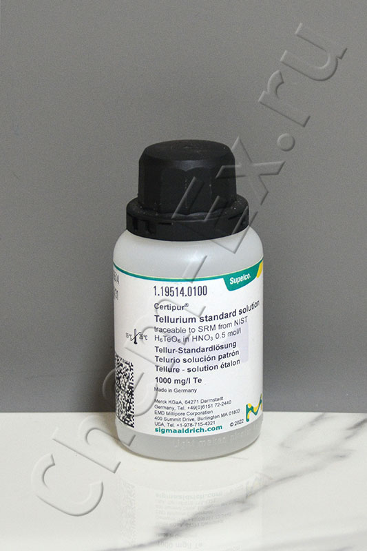 Теллур стандартный раствор в HNO3 0,5 моль/л, 1000 мг/л Certipur® (Merck 1.19514.0100), 100 мл в Уфе