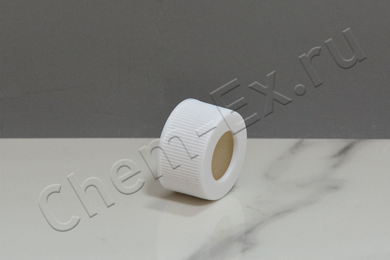 Крышка для виалы белая, d 24 мм, с отверстием, с септой из белого PTFE / бежевого силикона (HM-0022E в Уфе