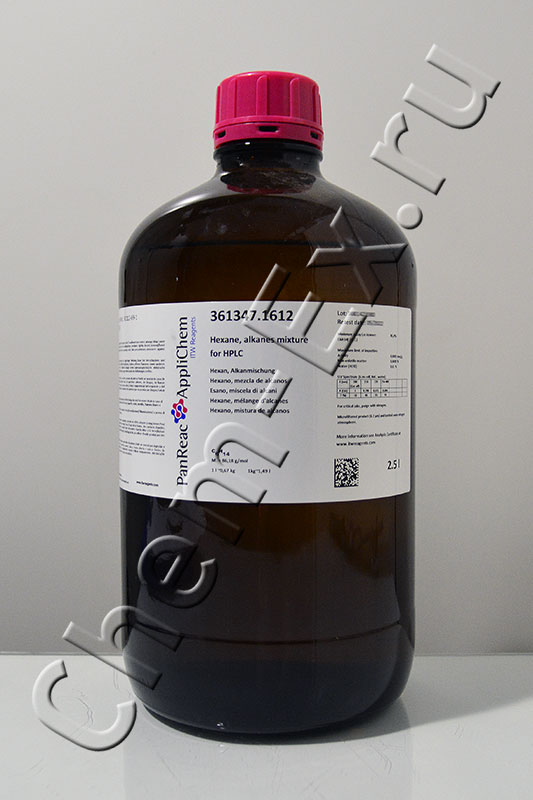 Гексан для ВЭЖХ (смесь изомеров) 95% (Panreac 361347.1612), 2,5 л