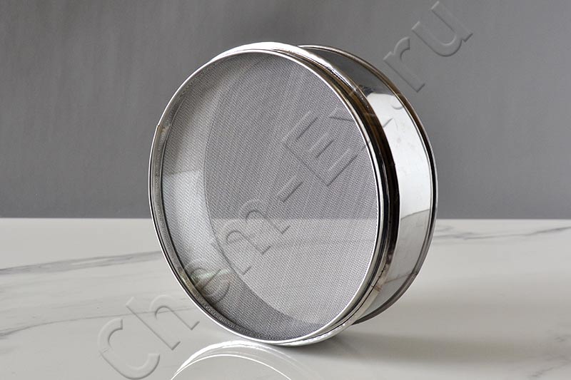 Сито лабораторное, нержавеющая сталь, d=200, h=50, ячейка 0,1 (сетка - нержавеющая сталь), с калибро в Уфе