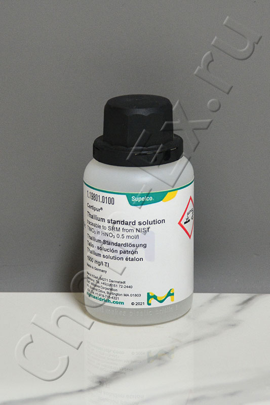 Стандартный раствор ионов таллия (TlNO₃ в HNO₃ 0.5 моль/л 1000 мг/л Tl) Certipur® (Merck 1.19801.010 в Уфе